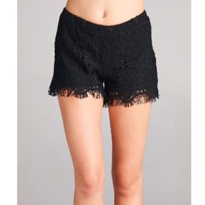 Black Lace Lined Shorts Coverup Medium